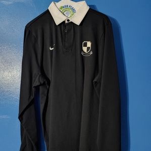 Nike SB Polo Long Sleeve Medium Rugby Shirt Black White